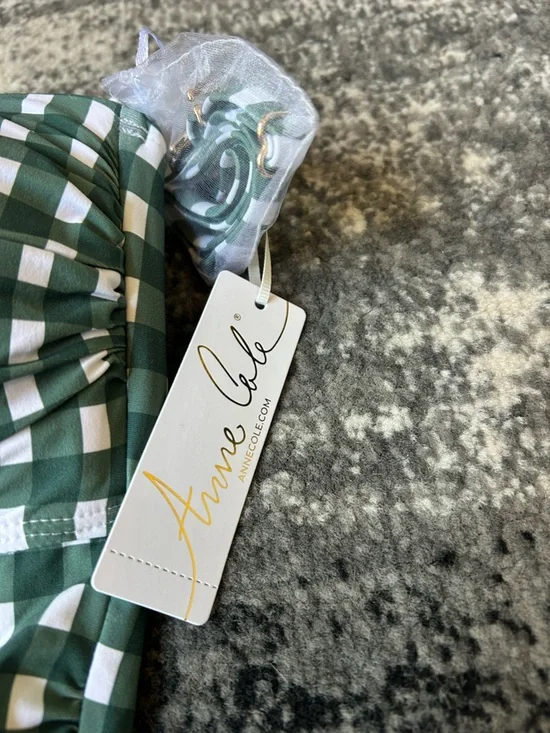 NWT ANNE COLE Gingham Ruched One Piece Bathing Suit - Picture 6 of 12